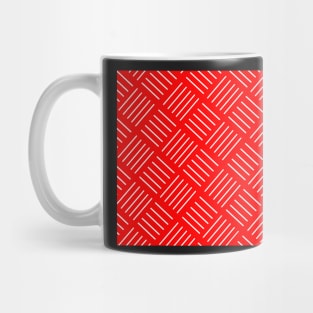 Abstract geometric pattern - strips - red and white. Mug
